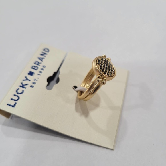 Lucky Brand Gold-Tone Pave Circle Statement Ring NWT Size 7 - Picture 4 of 6